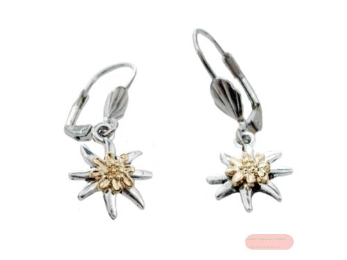 Bild von Ohrgehängepaar Edelweiss Bicolor in zwei Farben platiniert, Display - VE 12