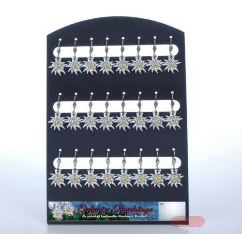 Bild von Ohrgehängepaar Edelweiss gross Handbemalt mit  Display - VE 12 (Paar)