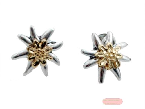 Bild von Ohrsteckerpaar Edelweiss Bicolor in zwei Farben platiniert, D:1.3cm mit Display - VE 12