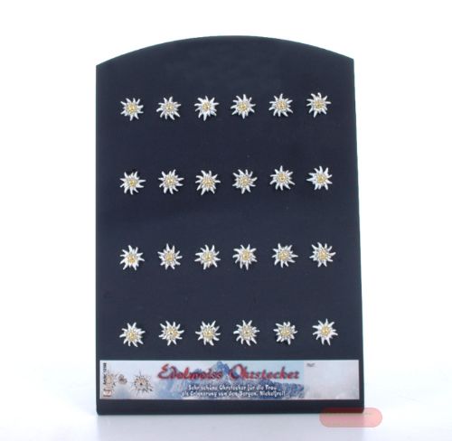 Bild von Ohrsteckerpaar Edelweiss klein Handbemalt mit  Display - VE 12 (Paar)