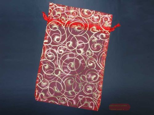 Bild von Organza-Geschenkbeutel 9x12cm, Farbe rot/gold - VE 100