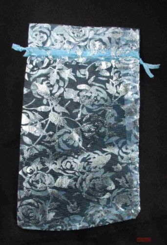 Bild von Organza-Geschenkbeutel 9x12cm, Farbe türkis/silber - VE 100