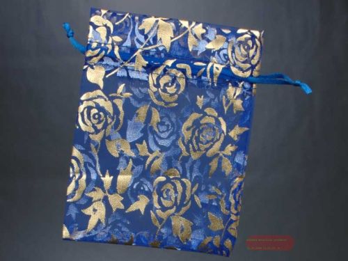 Bild von Organza-Geschenkbeutel 9x12cm, Farbe weiss/silber - VE 100