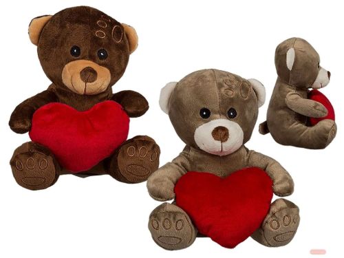 Bild von Plüsch Herz auf Teddybär, ca.18 cm, 2-fach ass. - VE 8