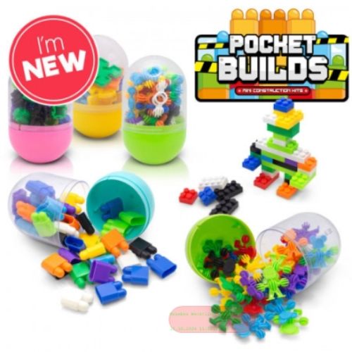 Bild von POCKET BUILDS, Kleinspielzeug im Ei, ca.6,5cm, Display - VE 12