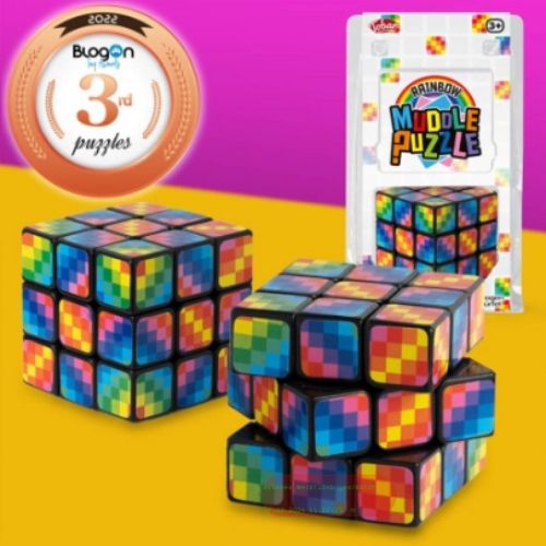 Bild von RAINBOW MUDDLE PUZZLE, Spiel-Würfel regenbogenfarben, Blisterverpackung - VE 7