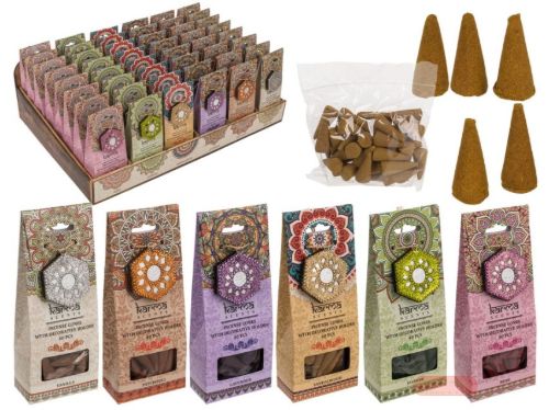 Bild von Räucherkegel mit Dekohalter, 40 Stk. pro Set, 6-fach gemischt, Display - VE 48