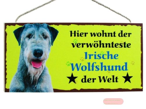 Bild von Schilder Haustier 25x12,5cm, Sperrholz 8mm mit Kordel, Hund Wolfshund - VE 3