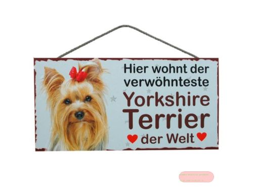 Bild von Schilder Haustier 25x12,5cm, Sperrholz 8mm mit Kordel, Hund York.Terrier verwöhnt