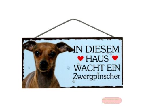 Bild von Schilder Haustier 25x12,5cm, Sperrholz 8mm mit Kordel, Hund Zwergpinscher