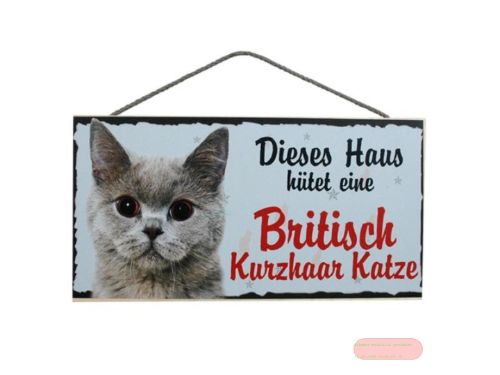 Bild von Schilder Haustier 25x12,5cm, Sperrholz 8mm mit Kordel, Katze Britisch kurzhaar - VE 3