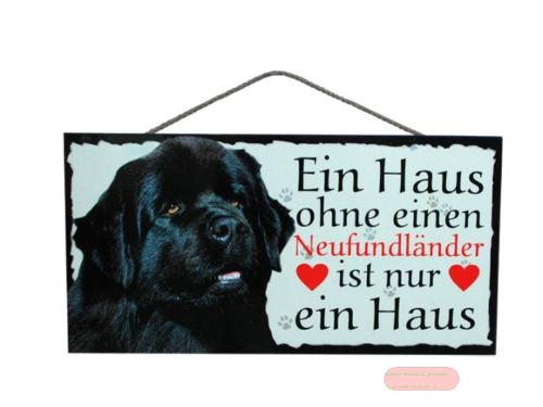 Bild von Schilder Haustier 25x12,5cm, Sperrholz 8mm mit Kordel, Hund Neufundländer