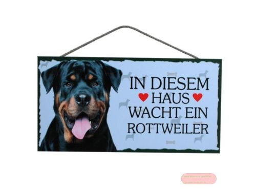 Bild von Schilder Haustier 25x12,5cm, Sperrholz 8mm mit Kordel, Hund Rottweiler