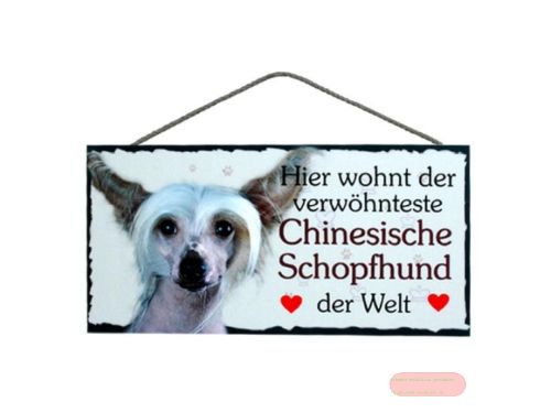 Bild von Schilder Haustier 25x12,5cm, Sperrholz 8mm mit Kordel, Hund Schopfhund