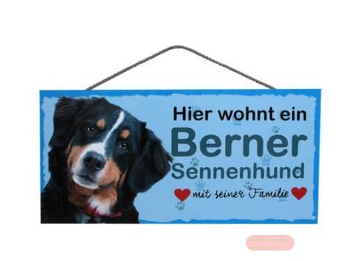 Bild von Schilder Haustier 25x12,5cm, Sperrholz 8mm mit Kordel, Hund Sennenhund