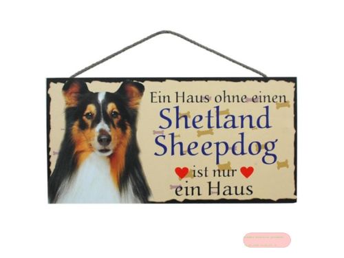 Bild von Schilder Haustier 25x12,5cm, Sperrholz 8mm mit Kordel, Hund Shetland Sheepdog