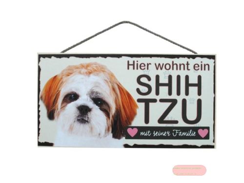 Bild von Schilder Haustier 25x12,5cm, Sperrholz 8mm mit Kordel, Hund Shihtzu