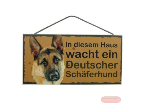 Bild von Schilder Haustier 25x12,5cm, Sperrholz 8mm mit Kordel, Hund wacht Schäferhund