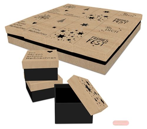 Bild von Schachtel-Kartonage 9x9x5,7cm, Sortierung Weihnachtssprüche gemischt - VE 16