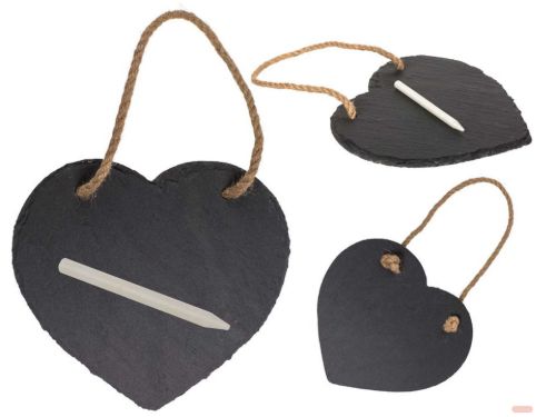 Bild von Schiefer Schilder Herz mit Kreide zum beschriften, ca.15x15cm - VE 9