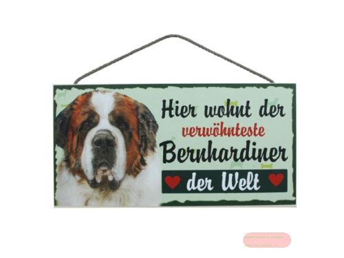 Bild von Schilder Haustier 25x12,5cm, Sperrholz 8mm mit Kordel, Hund Bernhardiner