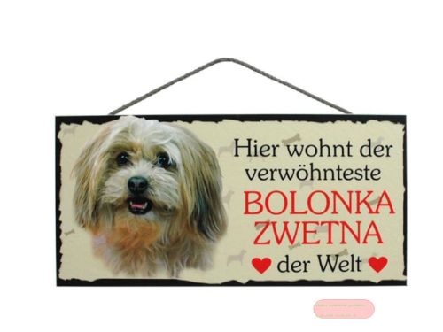 Bild von Schilder Haustier 25x12,5cm, Sperrholz 8mm mit Kordel, Hund Bolonka