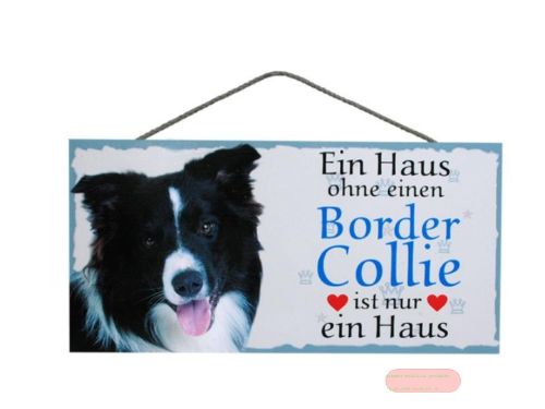 Bild von Schilder Haustier 25x12,5cm, Sperrholz 8mm mit Kordel, Hund Border Collie