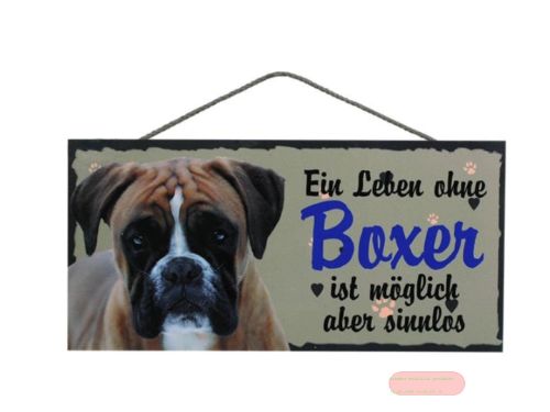 Bild von Schilder Haustier 25x12,5cm, Sperrholz 8mm mit Kordel, Hund Boxer