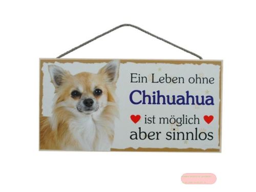 Bild von Schilder Haustier 25x12,5cm, Sperrholz 8mm mit Kordel, Hund Chihuahua