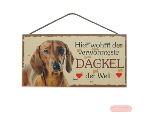 Bild von Schilder Haustier 25x12,5cm, Sperrholz 8mm mit Kordel, Hund Dackel