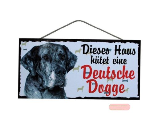 Bild von Schilder Haustier 25x12,5cm, Sperrholz 8mm mit Kordel, Hund Deutsche Dogge