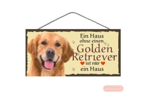 Bild von Schilder Haustier 25x12,5cm, Sperrholz 8mm mit Kordel, Hund Golden Retriever