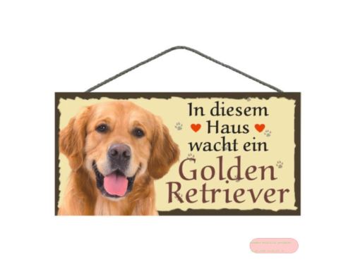 Bild von Schilder Haustier 25x12,5cm, Sperrholz 8mm mit Kordel, Hund Golden Retriever wacht