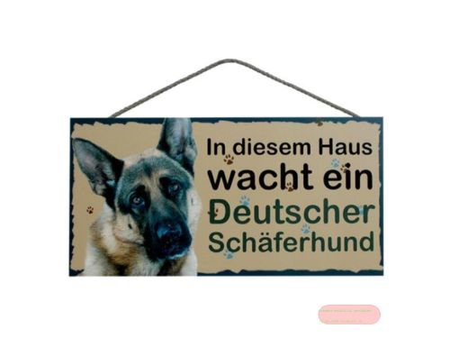 Bild von Schilder Haustier 25x12,5cm, Sperrholz 8mm mit Kordel, Hund Haus Schäferhund - VE 3