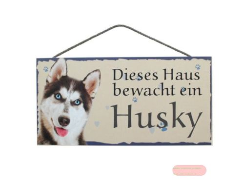 Bild von Schilder Haustier 25x12,5cm, Sperrholz 8mm mit Kordel, Hund Husky