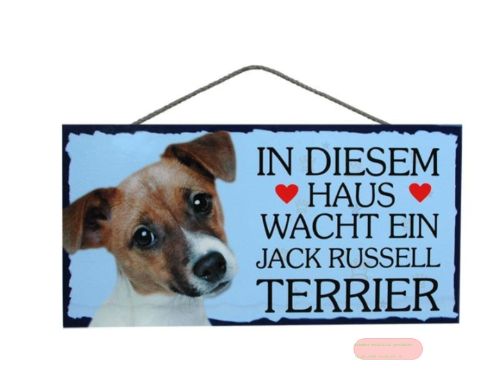 Bild von Schilder Haustier 25x12,5cm, Sperrholz 8mm mit Kordel, Hund J.Russel Terrier - VE 3
