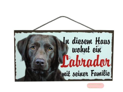Bild von Schilder Haustier 25x12,5cm, Sperrholz 8mm mit Kordel, Hund Labrador Familie - VE 3