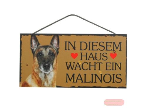 Bild von Schilder Haustier 25x12,5cm, Sperrholz 8mm mit Kordel, Hund Malinois