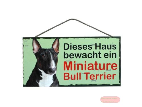 Bild von Schilder Haustier 25x12,5cm, Sperrholz 8mm mit Kordel, Hund Mini Bull Terrier