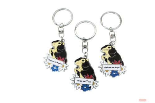 Bild von Schlüsselnhänger Murmeltier aus Zink in Handarbeit, ca.6cm, Grusstext nach Wahl - VE 24