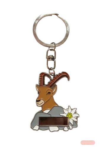 Bild von Schlüsselnhänger Steinbock aus Zink in Handarbeit, ca.6cm, Grusstext nach Wahl - VE 24