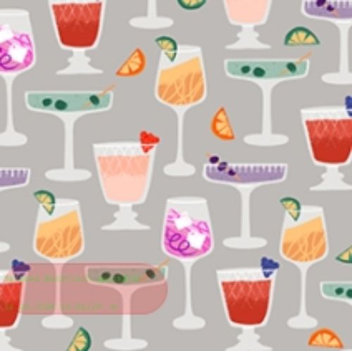 Bild von Servietten 25x25cm, Atelier Cocktail Cheers grau - VE 6