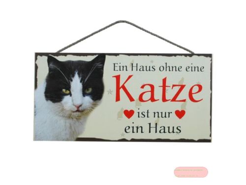 Bild von Schilder Haustier 25x12,5cm, Sperrholz 8mm mit Kordel, Katze ist nur - VE 3