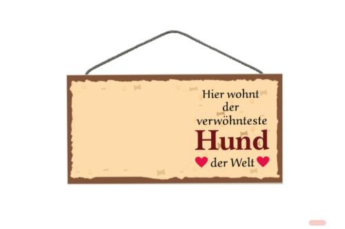 Bild von Schilder Haustier 25x12,5cm, Sperrholz 8mm mit Kordel, wohnt Hund - VE 3