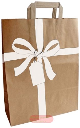 Bild von SCHLEIFE, Tragtaschen aus Kraftpapier mit Henkel ,32x40x11cm - VE 10