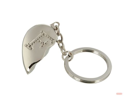 Bild von Schlüsselanhänger Broken Heart aus Metall, beidseitig, ca.4cm, Buchstabe F - VE 4