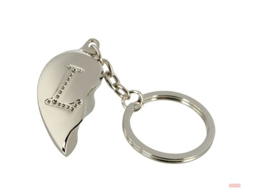 Bild von Schlüsselanhänger Broken Heart aus Metall, beidseitig, ca.4cm, Buchstabe L - VE 4