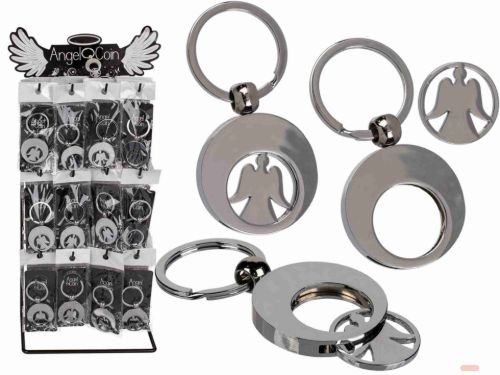 Bild von Schlüsselanhänger Schutzengel aus Metall mit Chip, ca.3,5cm, im Display - VE 48