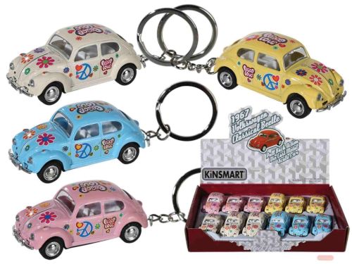 Bild von Schlüsselanhänger VW Käfer 1967 Peace&Love aus Metall ca.6,5cm, 4 x ass., Display - VE 12