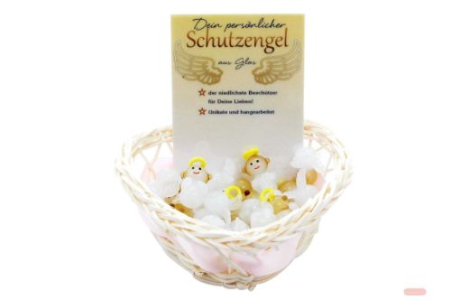 Bild von Schutzengel aus Glas, ca.2x2cm, Handarbeit, im Körbchen - VE 48
